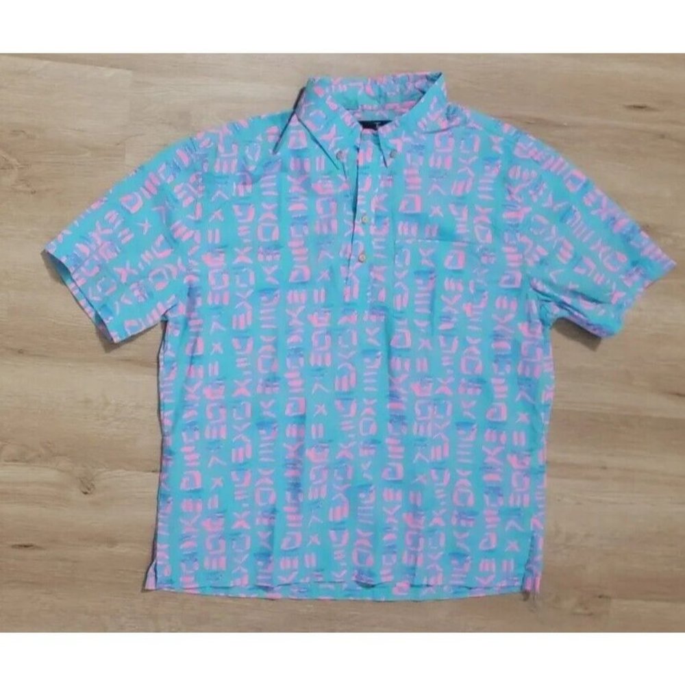Chubbies The Nutter Mens Polo Size XL Short Sleeve Retro Blue